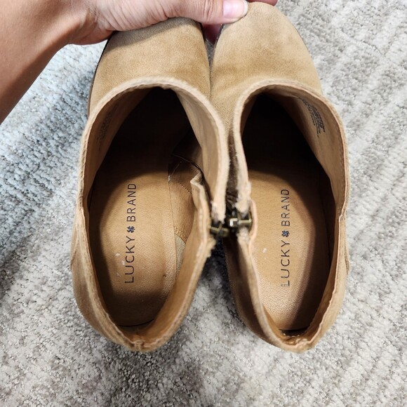 Lucky Brand womens Yakeena brown suede wedge bootie boot size 7.5 - Picture 7 of 11